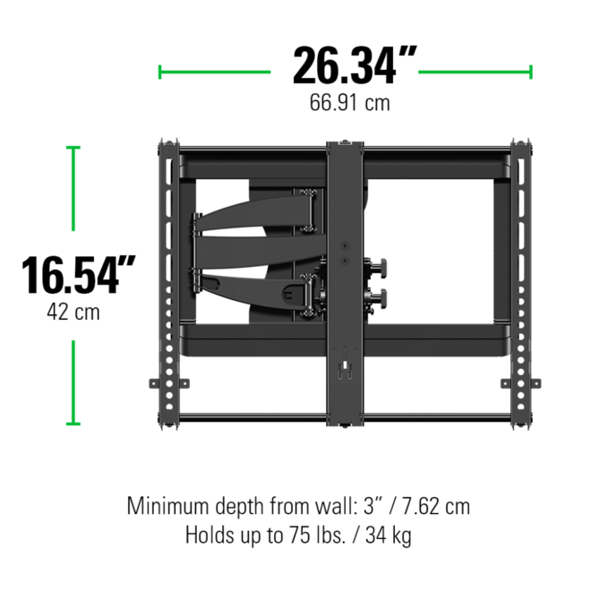 Full Motion Mount with Cable Management, TV's from 27" - 55"
