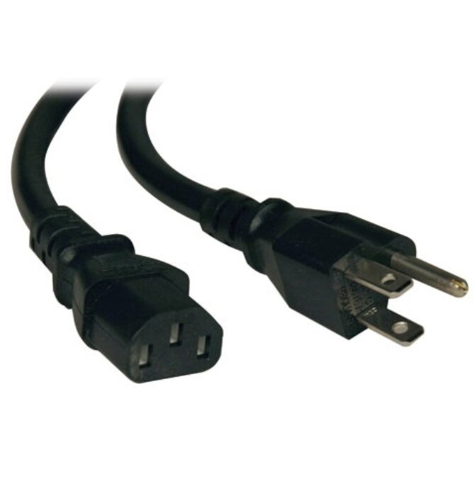 Male Power Cord with 3-Prong IEC Socket