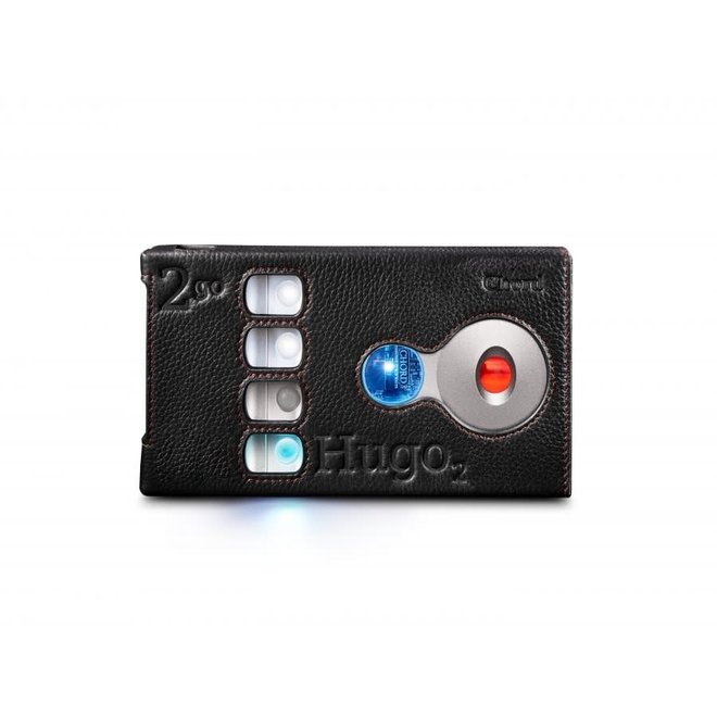 Hugo 2 Premium Leather Case ( Black with Red Stitching )