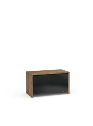 Barcelona 221 AV Cabinet Natural Walnut & Black Glass