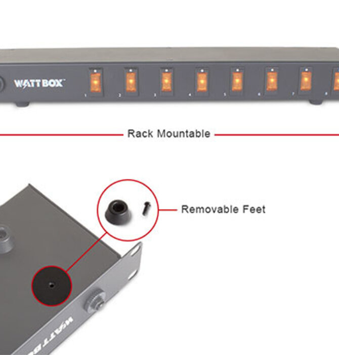 Rack Mount Power Strip with 8 Individual Switches, WB-100-RSW-8