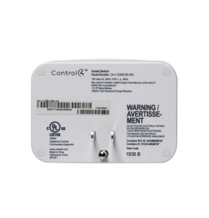 Plug-In Outlet Switch, C4-V-OSW120-WH