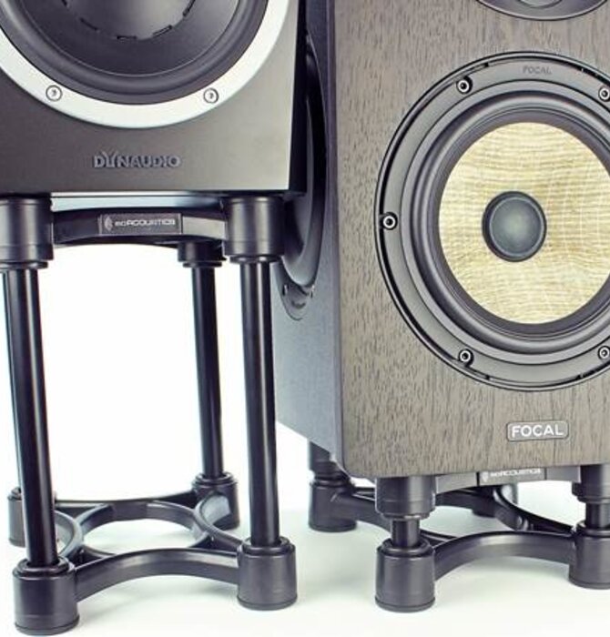 IsoAcoustics Iso-130 Speaker Stands (Pair) – Isolates Speakers, Reduces Vibration, Adjustable Height & Tilt, Studio Or Home Audio Gear