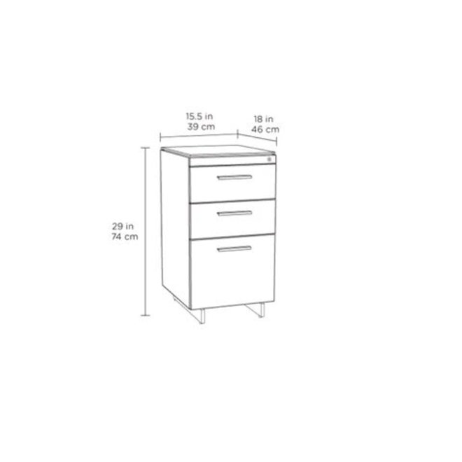 6414 Centro 3 Drawer File Cabinet