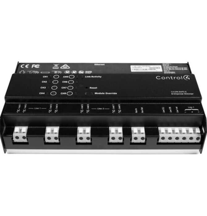 DIN-Rail 8-Channel Adaptive Phase Dimmer V2, C4-DIN-8APD-E