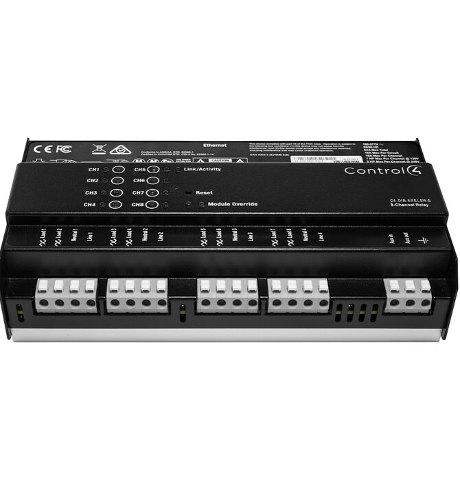 Control4 - DIN-Rail 8-Channel Relay V2 , C4-DIN-8RELSW-E