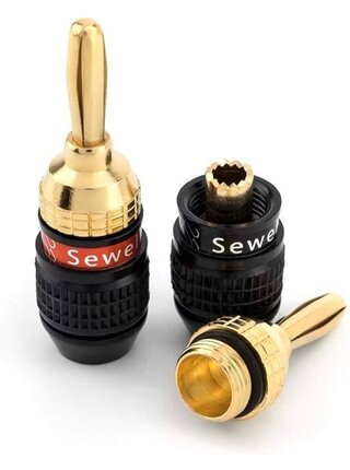 Sewell Deadbolt Fast Lock Banana Plugs, 24k Gold Plated ( 12 Pairs )