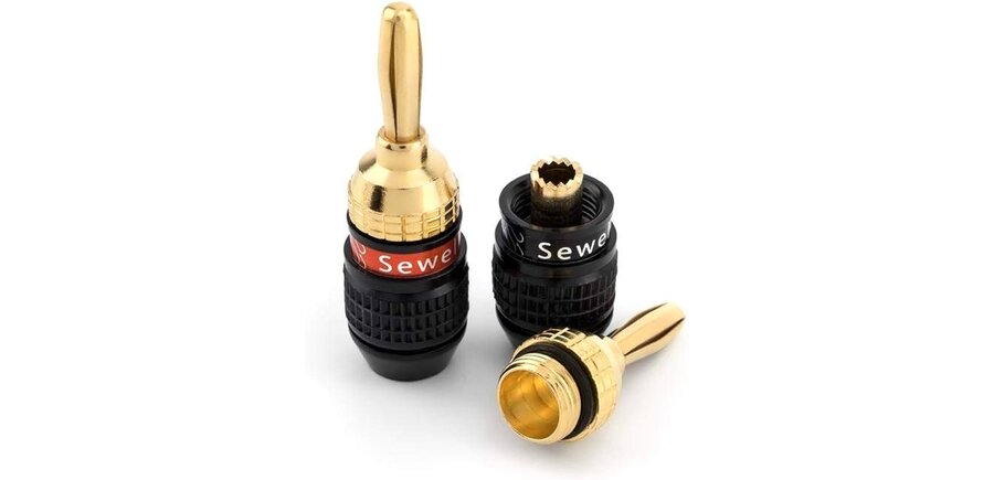 Sewell Deadbolt Fast Lock Banana Plugs, 24k Gold Plated ( 12 Pairs )