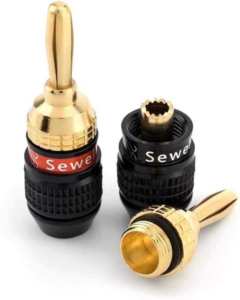 Sewell Deadbolt Fast Lock Banana Plugs, 24k Gold Plated ( 12 Pairs
