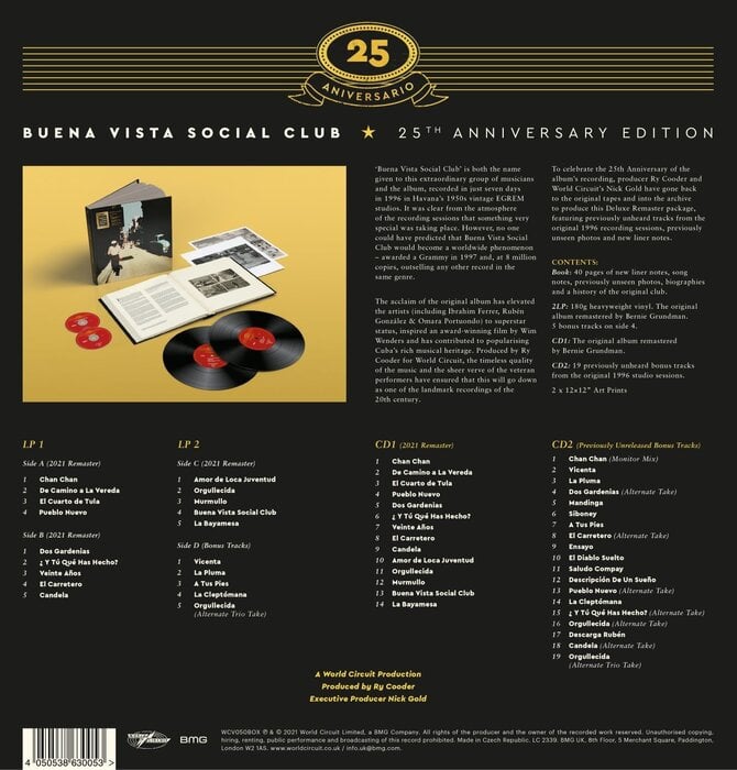 Buena Vista Social Club -25th Anniversary Edition  2LP 180 Gram Vinyl Set + CD + 40 Page Booklet
