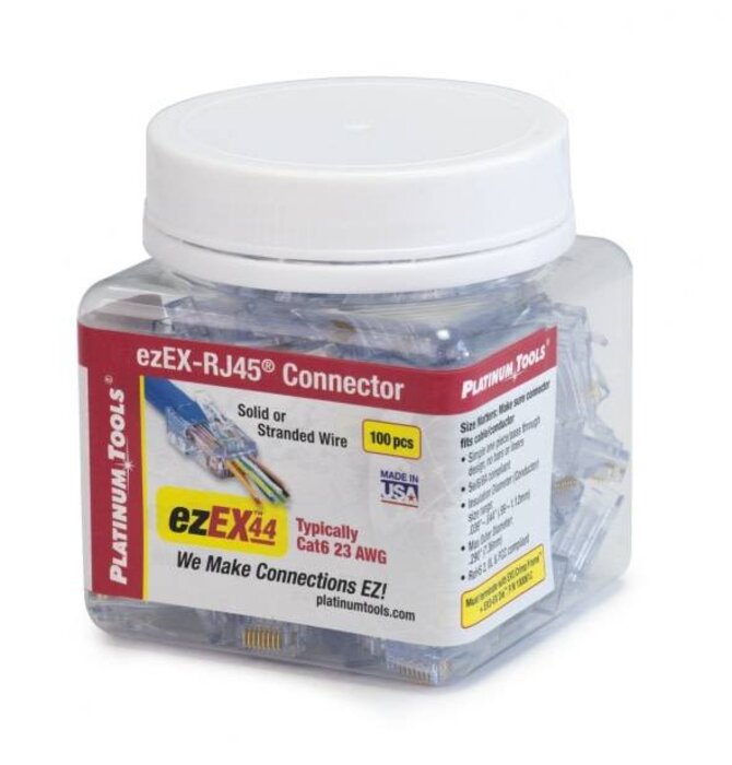 ezEX-RJ45  CAT5e/6/6A Compliant Connectors, 100 Piece Jar