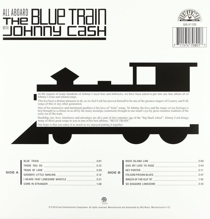 Johnny Cash All Aboard The Blue Train Remastered Limited Edition 180 Gram Colored Vinyl