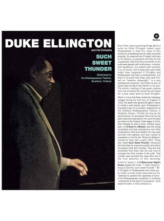 Duke Ellington & His Orchestra , Such Sweet Thunder , Audiophile Grade Pure Virgin Vinyl 180 Gram , Collector's Edition  One Time Pressing
