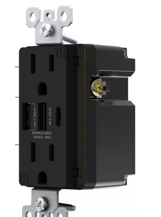 ELEGRP - High Speed Duplex USB C Charging Receptacle , Black