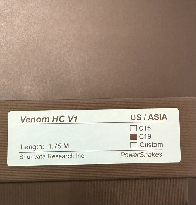 Shunyata Research - Venom HC V1 , 1.75 meter  C19 Power Cord , 20 AMP ( Brand New ! Discontinued model !