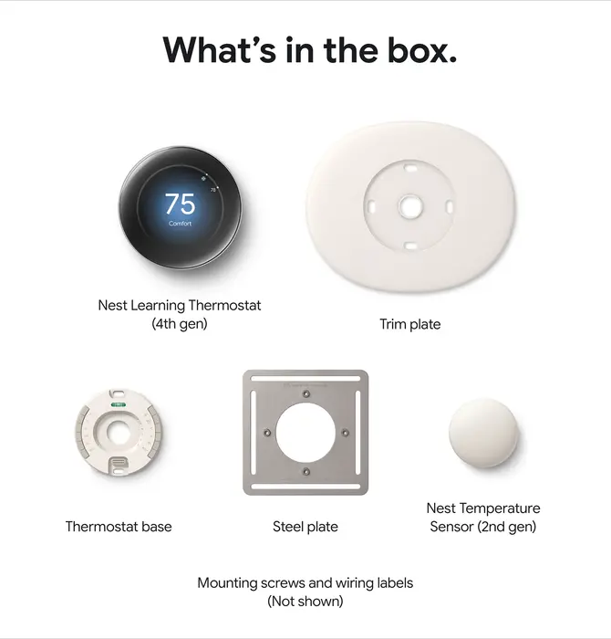 Google Nest Learning Thermostat + Nest Thermostat Sensor, 4th. Generation in Polished Silver