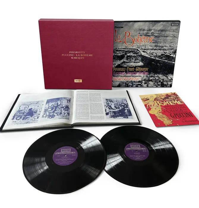 Luciano Pavarotti & Herbert Von Karajan with The Berlin Philharmonic , Puccini: La Bohéme , Limited Edition 2 LP Deluxe Box Set
