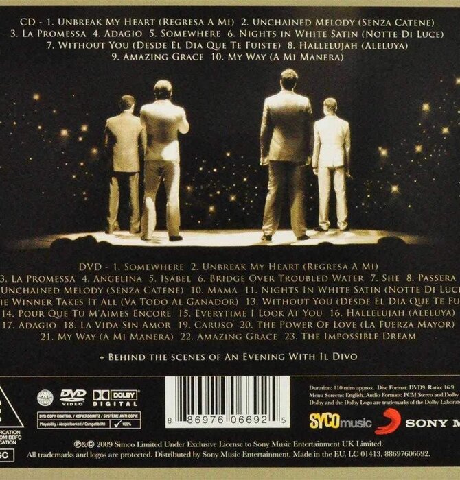 Il DIVO - An Evening with IL Divo Live in Barcelona  , CD + Live DVD