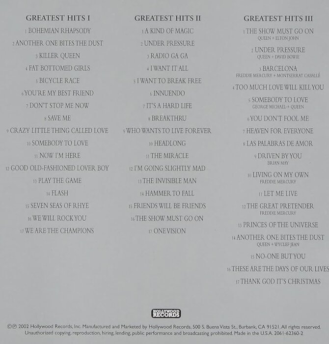 Queen - The Platinum Collection Greatest Hits I, II & III , Triple CD, OPEN BOX !