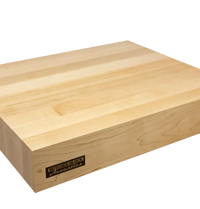 Butcher Block Acoustics - 24" x 18" Solid Maple  Edge-Grain Audio Platform 3" thick with threaded brass Inserts with Rubber Feet , Showroom Demo