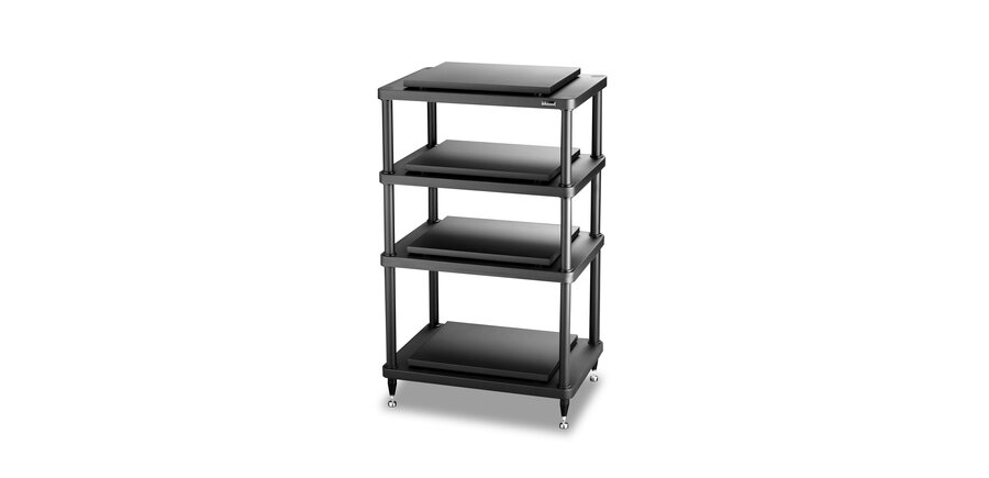 Solidsteel - S5 Series Twin-Shelf Modular Audio Rack , 4 Shelves in Black , Showroom Demo