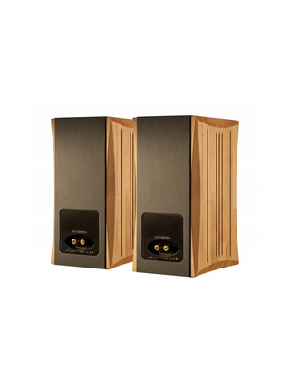 Atlantis Lab - AT 13 Bookshelf Speaker ( Sold as Pair ) Oak / Black Leather