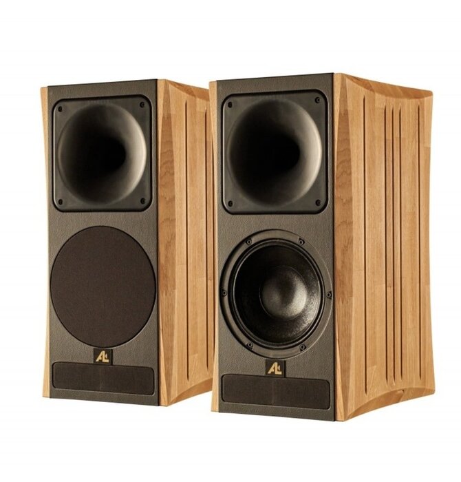 Atlantis Lab - AT 21 Bookshelf Speaker ( Sold as Pair ) Oak / Black Leather