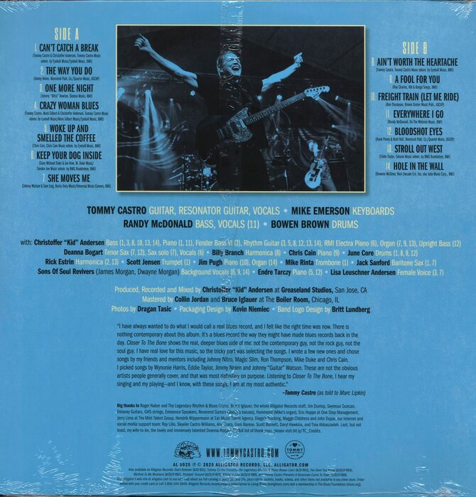 Tommy Castro And The Painkillers - Closer To The Bone . Clear Blue Vinyl