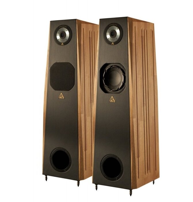 Atlantis Lab - AT 18 Floorstanding Speakers , Oak & Black Leather