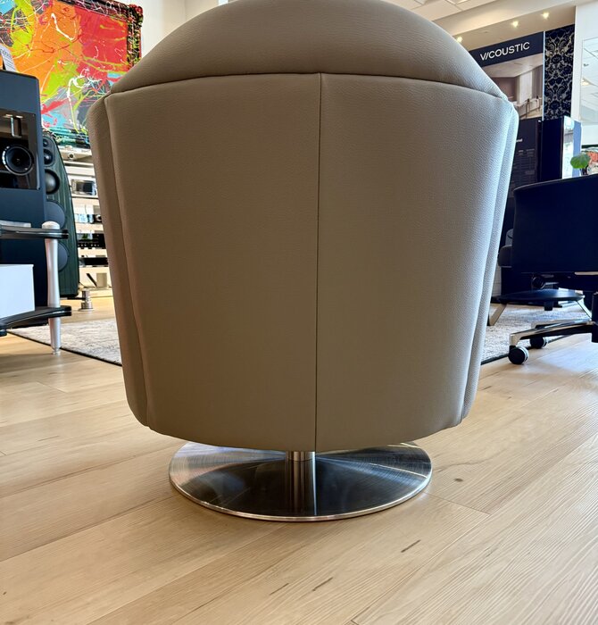 Jaymar - LA 1956 Swivel Grey Leather Chair with Metal Base , Showroom Demo in Mint Condition! Local Pick Up Only ! Premium Italian Leather