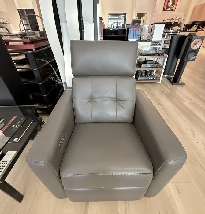 Jaymar - EGO Collection , Model ECHO , 043 Electric Swivel Rocking Reclining Leather Chair ( Premium Grey Italian Leather ) with USB C Charging Port , Showroom Demo in Mint Condition