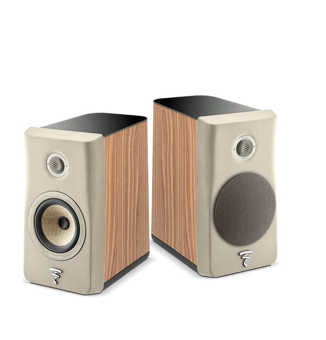 Focal Kanta No.1 ( Sold Each ) Walnut High Gloss Wood Veneer Cabinet with Matte Ivory Front Pane, Showroom Demo in Mint Condition with Full Warranty