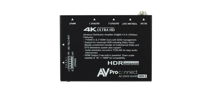 4K 1 x 2 AUHD HDMI Distribution Amplifier