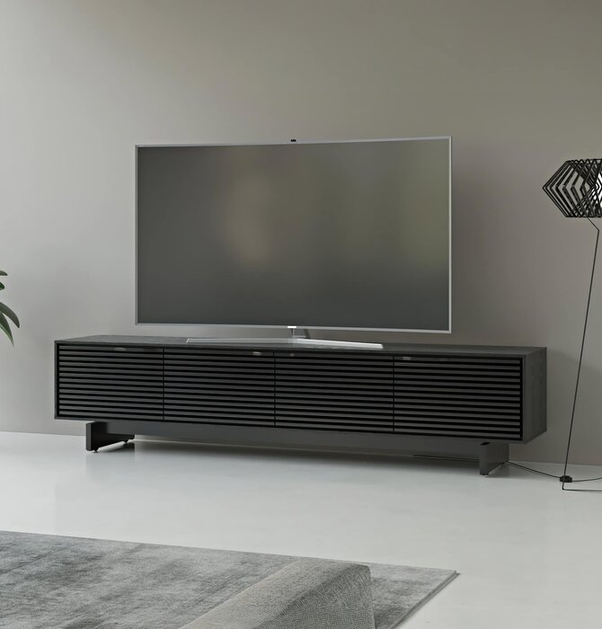 BDI Align 7473 Low 4-door Cabinet Ebonized Ash Media Base, LOCAL LAS VEGAS PICK UP ONLY !
