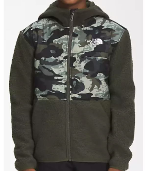 THE NORTH FACE JUNIOR BOYS FORREST FULL-ZIP FLEECE HOODIE - TAUPE GREEN CAMO