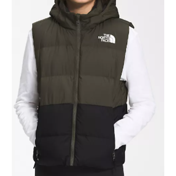 TNF - JUNIOR BOYS REVERSIBLE NORTH DOWN VEST - NEW TAUPE GREEN