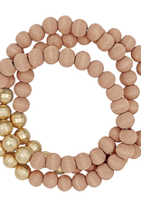 What's Hot Light Pink Wood and Gold Bracelets (3)