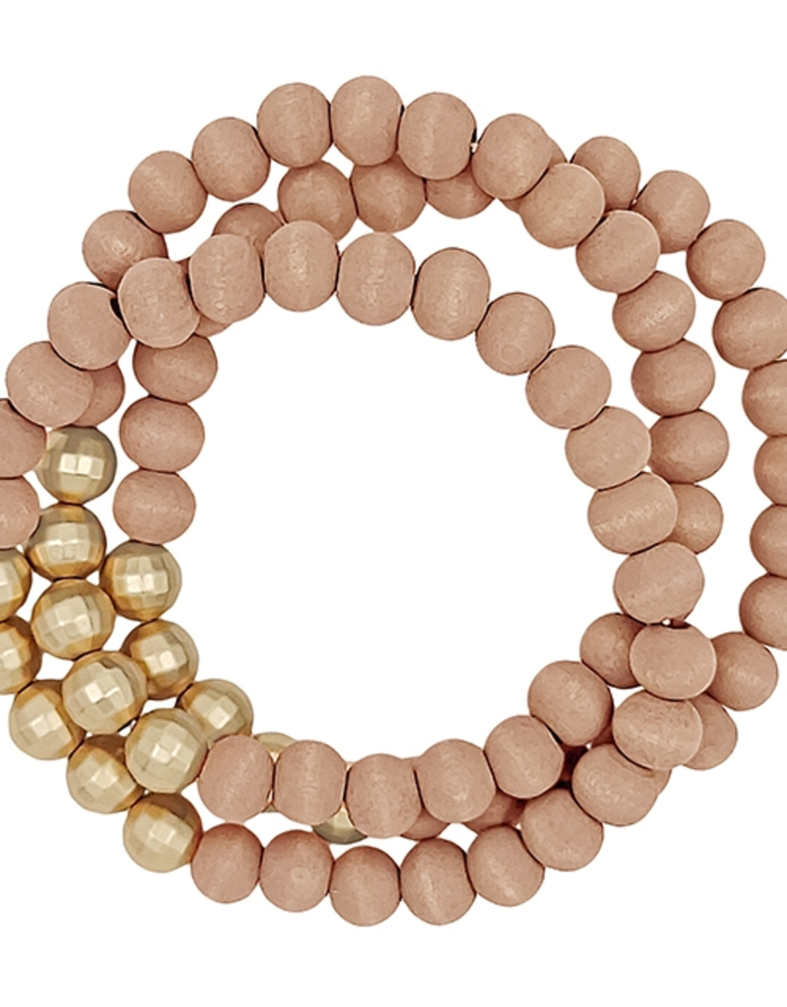 What's Hot Light Pink Wood and Gold Bracelets (3)