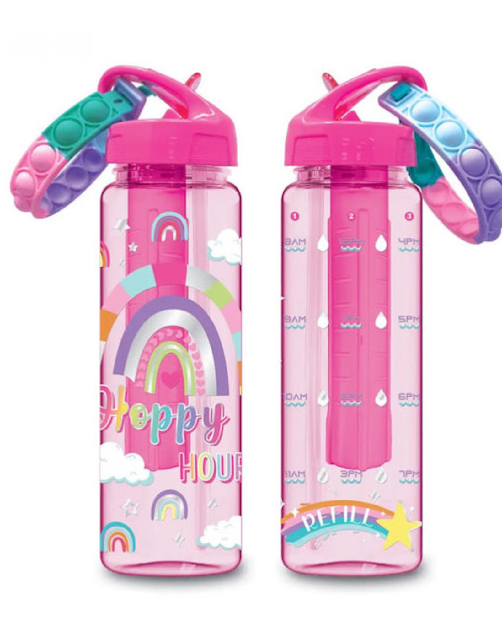 Hot Focus Time Marker Water Bottle w/ Freezer Tube, Rainbow