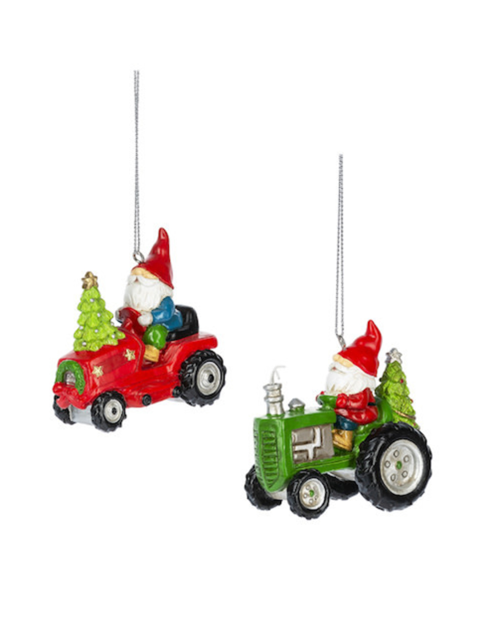 Ganz Gnome with Tractor Ornament