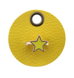 Jane marie Yellow Enamel Star on Thick Gold Band Ring