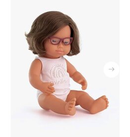 Miniland Educational Corp Down Syndrome Caucasian Baby Doll Girl  & Glasses