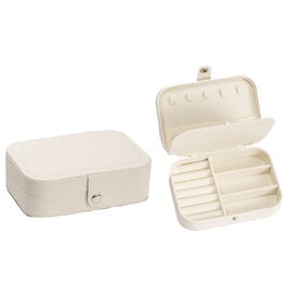 Rectangle White Leather Jewelry Box 6.3x4.3x2