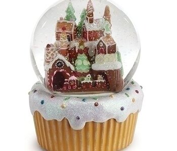 Boule a Neige Musicale Rotatif Village Pain d'Epices 7"