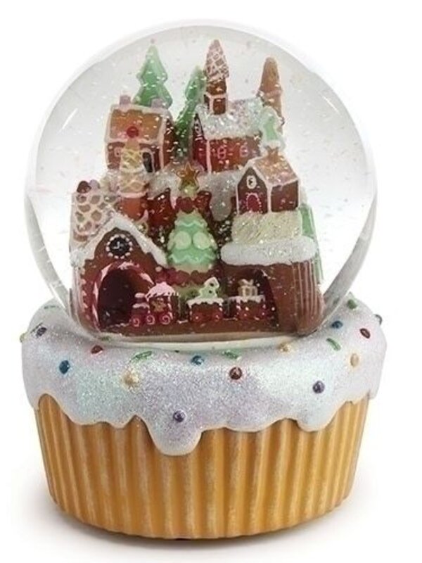 Boule a Neige Musicale Rotatif Village Pain d'Epices 7"