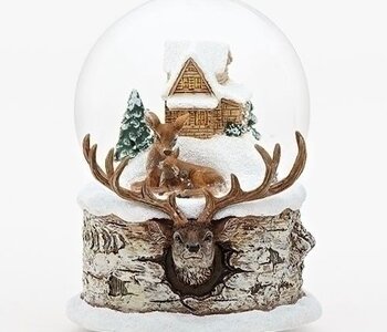 ''Deer and Fawn Family'' Musical water globe 5.5''H 130604