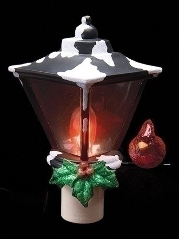 Veilleuse Lanterne avec Cardinal Ampoule Flamme 6"