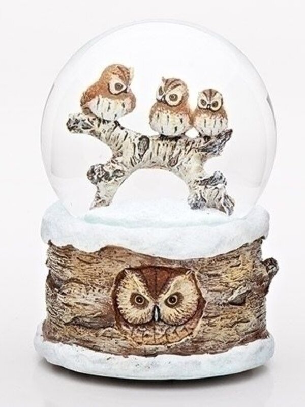 ''Trois Hiboux sur une Branche'' Boule à Neige Musicale 6''H