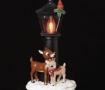 Rudolph and Clarice by Lamppost NIghtlight Flicker Bulb 7.25"