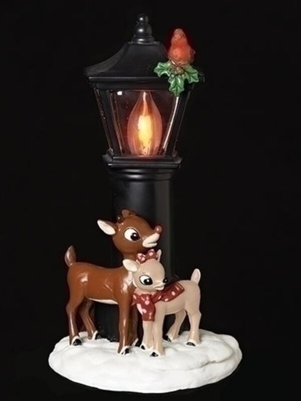 Rudolph and Clarice by Lamppost NIghtlight Flicker Bulb 7.25"